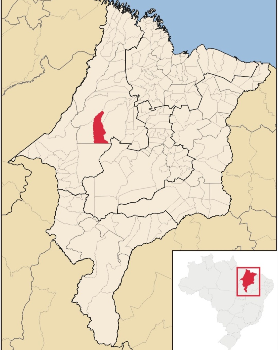 A cidade fica no centro-oeste do Maranhão, numa área de 2.445 km² que vem sendo devastada pelos desmoronamentos. 