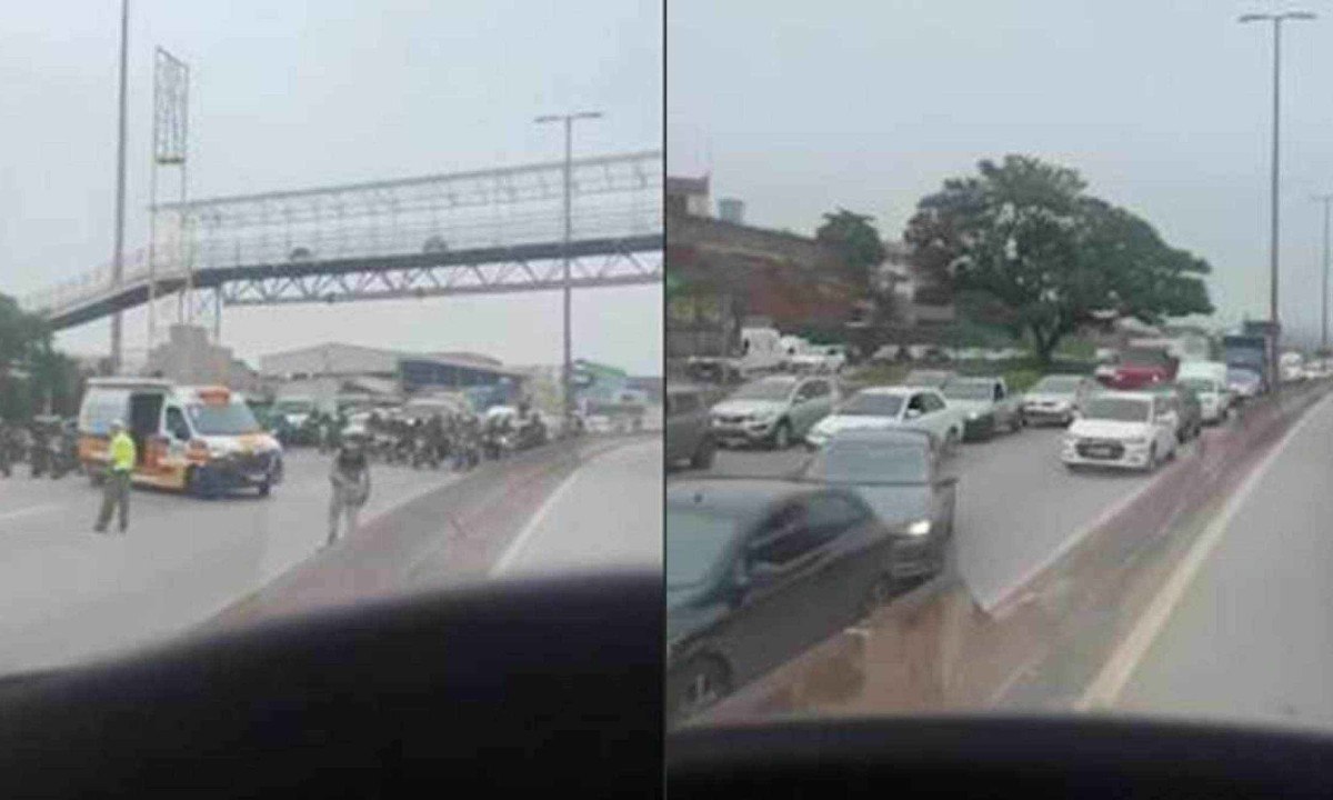 Durante a vistoria, o trânsito no viaduto São Francisco sentido Vitória foi interditado -  (crédito: Redes Sociais)