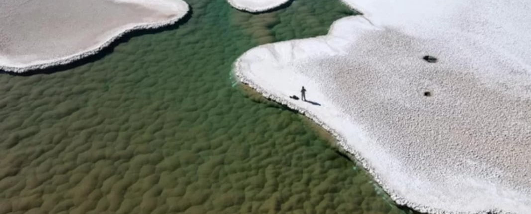 Pesquisadores descobriram lagoas de micróbios em deserto na Argentina, após  detectarem uma rede de piscinas estranhas em imagens de satélite.  Puna de Atacama, no noroeste do país, é um planalto gigantesco, mais de 3,6 km acima do nível do mar.  O FLIPAR mostrou e republica para quem não viu  -  (crédito: Divulgação)