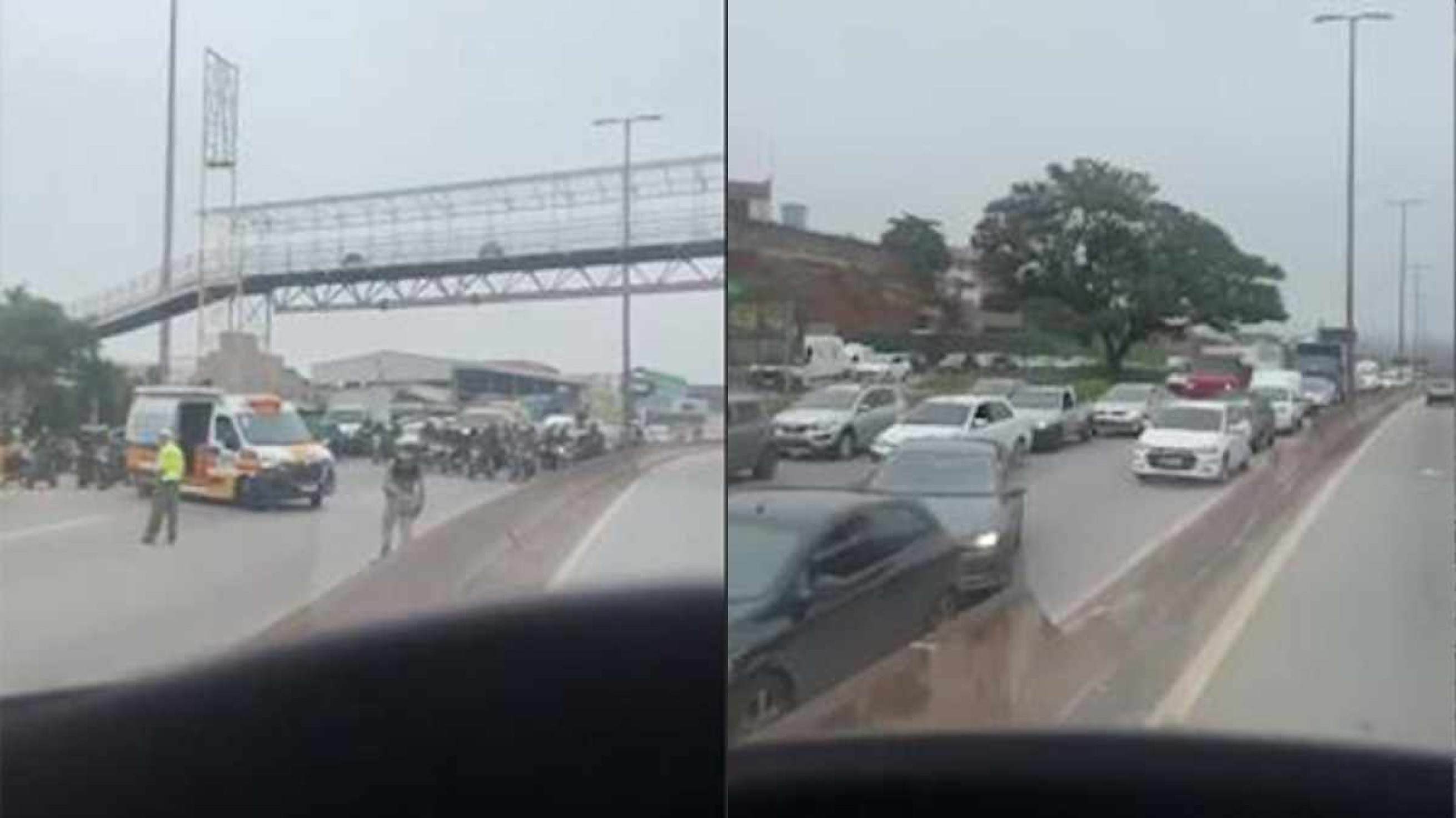 Viaduto São Francisco no Anel é fechado para vistoria do Corpo de Bombeiros
