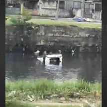 Perseguição e tiroteio terminam com carro de bandidos dentro de rio - Reprodução/Dailymotion