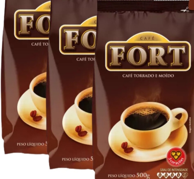 3º lugar: Fort: Uma linha da Três Corações.  Tem torra menos intensa e moagem mais grossa, com sabor pouco amargo. Aroma suave de rapadura, frutas amarelas, caramelo e pão.