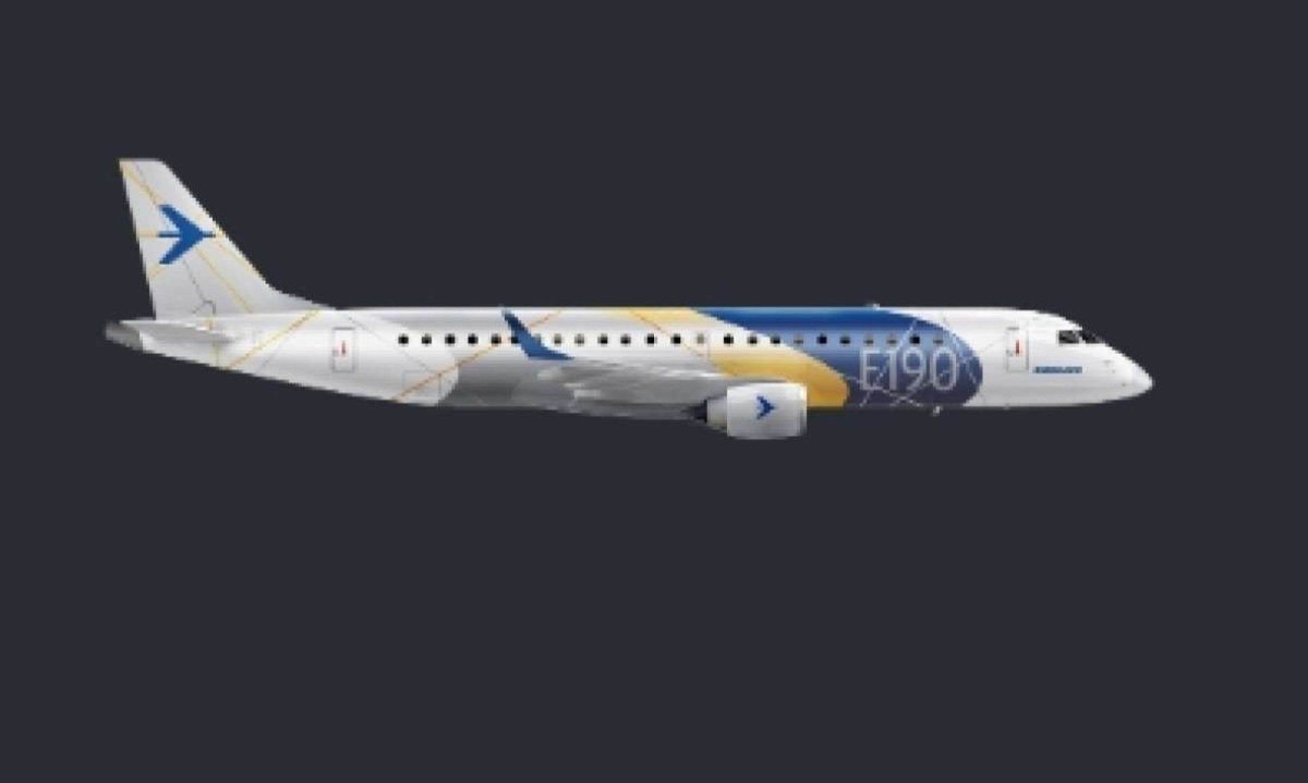 Embraer 190, modelo  faz parte da linha Embraer E-Jets, um grupo de aviões narrow-body  -  (crédito: Reprodução/Embraer)