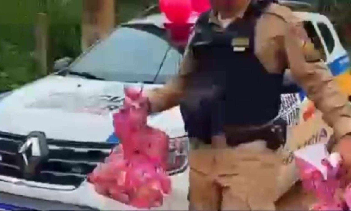 Pol&iacute;cia fez entrega de brinquedos, cestas b&aacute;sicas e fraldas geri&aacute;tricas para fam&iacute;lias em situa&ccedil;&atilde;o de vulnerabilidade -  (crédito: PMMG)