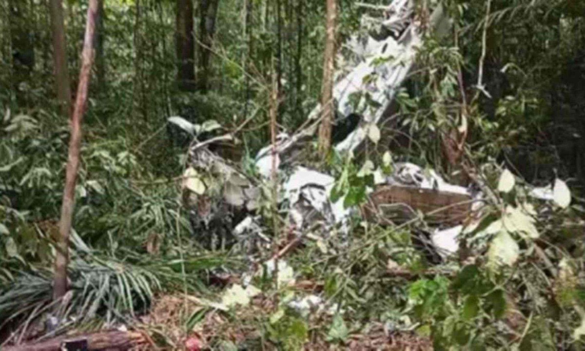 Os destroços do avião de pequeno porte que caiu em Manicoré, no Amazonas, foram encontrados na tarde de quarta-feira (25/12)
 -  (crédito: Reprodução/Redes sociais)