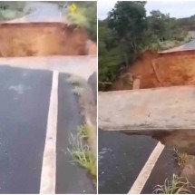 Ponte cai no Norte de Minas e interdita rodovia; veja vídeo - Reprodução/Redes sociais