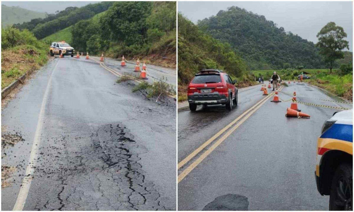 Rodovia MGC-383 é uma das totalmente interditadas, na altura do município de Maria da Fé, no Sul de Minas Gerais