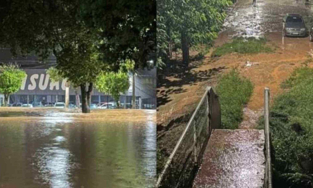 Prefeitura registrou pontos de alagamento na Avenida JK e no bairro Serra Verde -  (crédito: Prefeitura de Divinópolis)