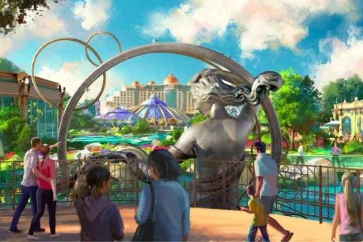 Outra das áreas principais do Universal Epic Universe será o Celestial Park, com jardins temáticos e interativos, grandes espaços para caminhadas e construções com inspiração em elementos astronômicos e mitológicos.