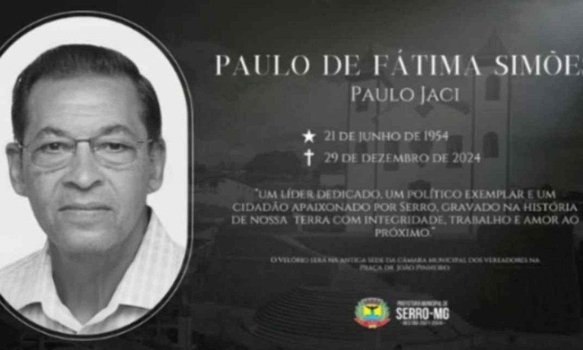 Vice-prefeito eleito em Serro morre dois dias antes da posse
