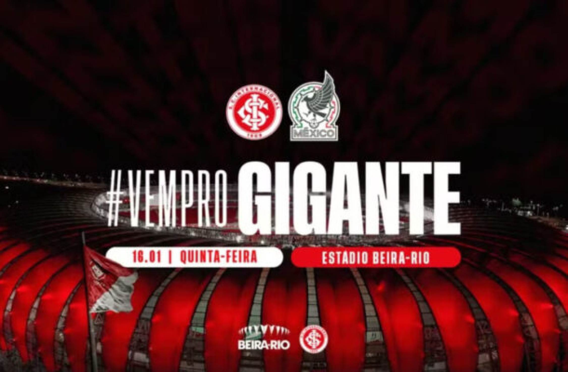 Internacional e México confirmam data de amistoso no Beira Rio