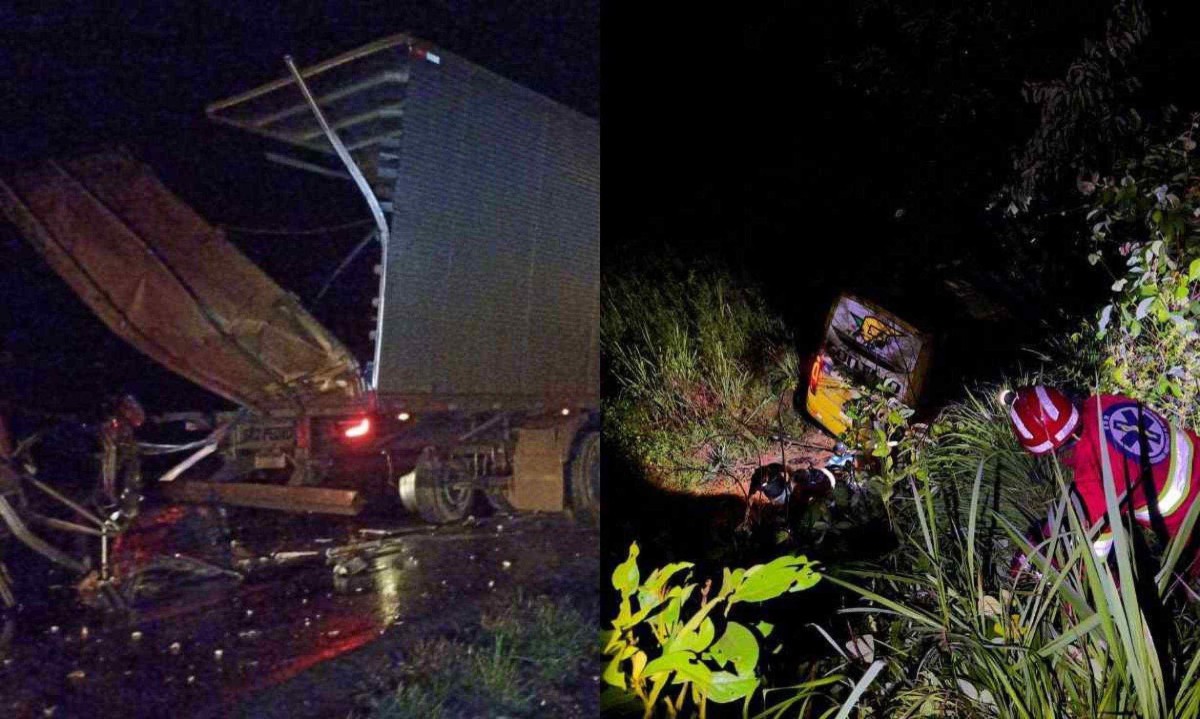 Após a colisão, o ônibus caiu em uma ribanceira -  (crédito: Triunfo Concebra)