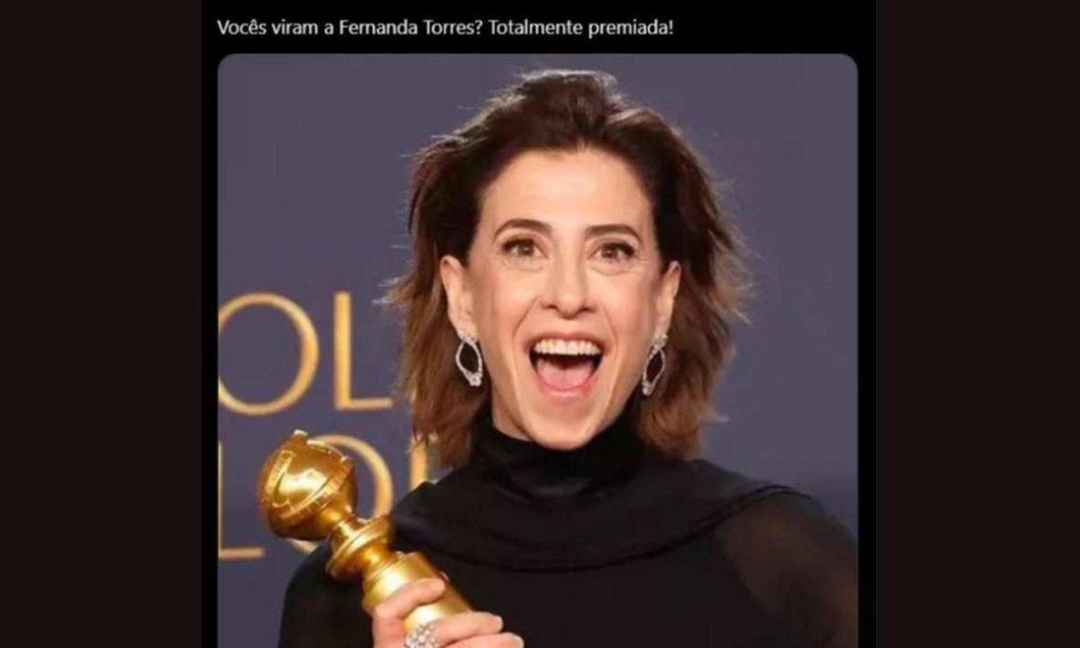 Fernanda Torres 'totalmente premiada' -  (crédito: Reprodução / Twitter)