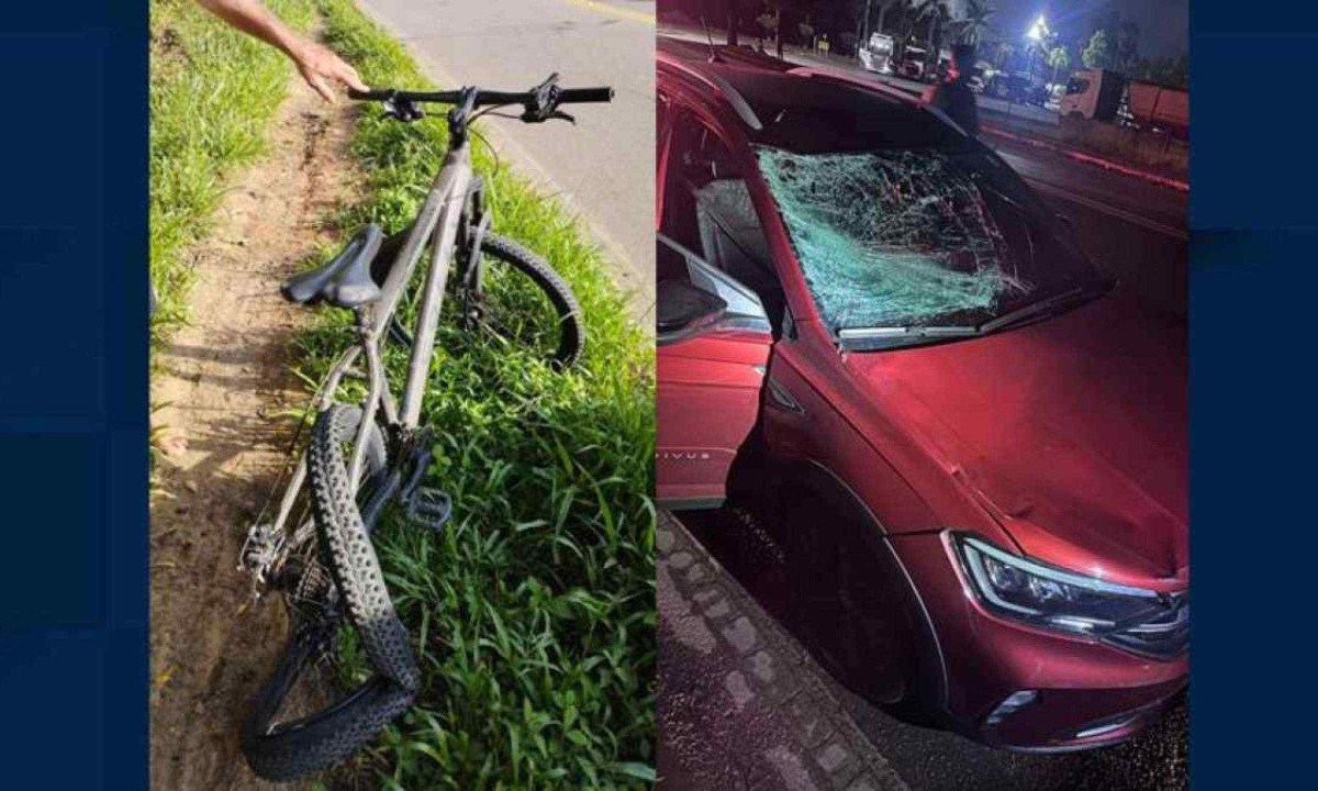 Ciclista foi atropelado nessa segunda-feira. Suspeito tentou fugir -  (crédito: PRF/Divulgação)