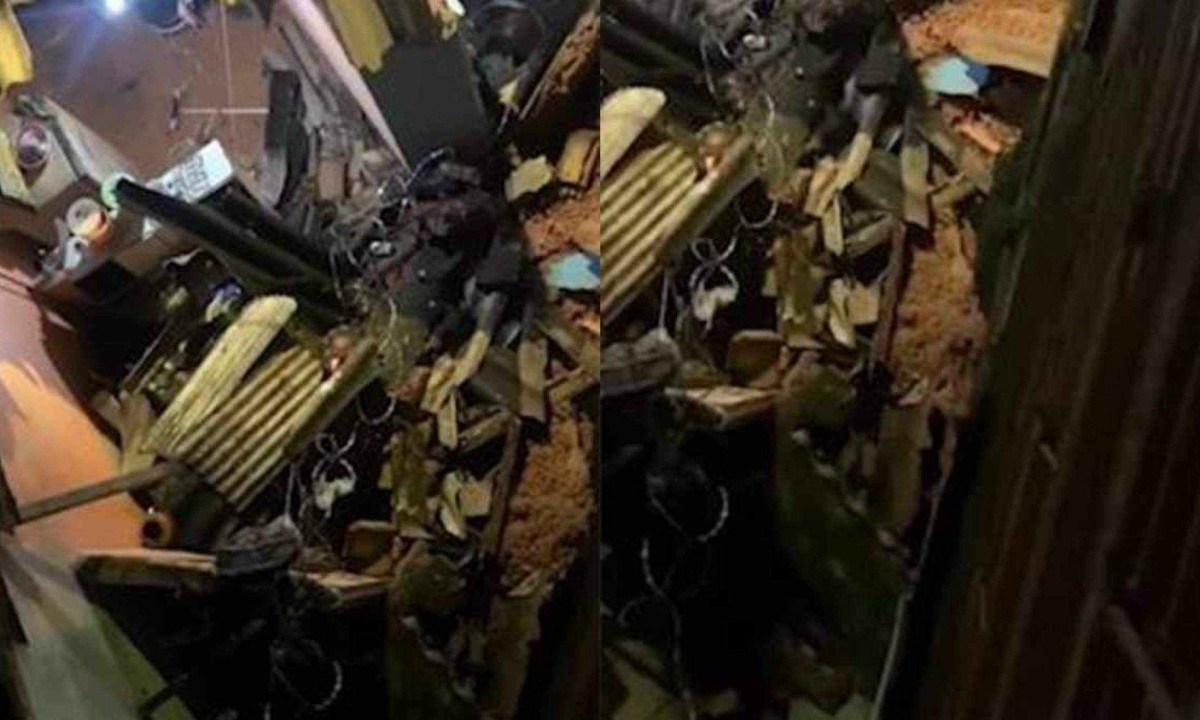 Corpo de Bombeiros foi acionado no bairro Jardim Leblon, em Venda Nova, devido a desabamento -  (crédito: Redes Sociais)