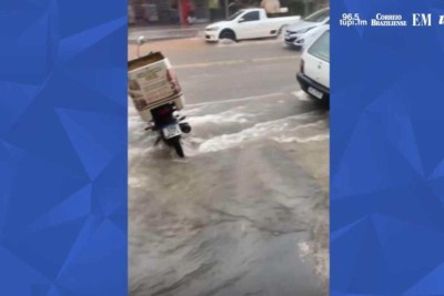 Chuva deixa ruas e avenidas alagadas no Barreiro, em BH -  (crédito: Redes Sociais/Reprodução)