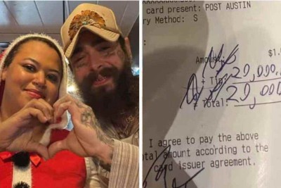 Post Malone deu mais de R$ 100 mil em gorjeta para garçonete -  (crédito: Reprodução  / redes sociais)