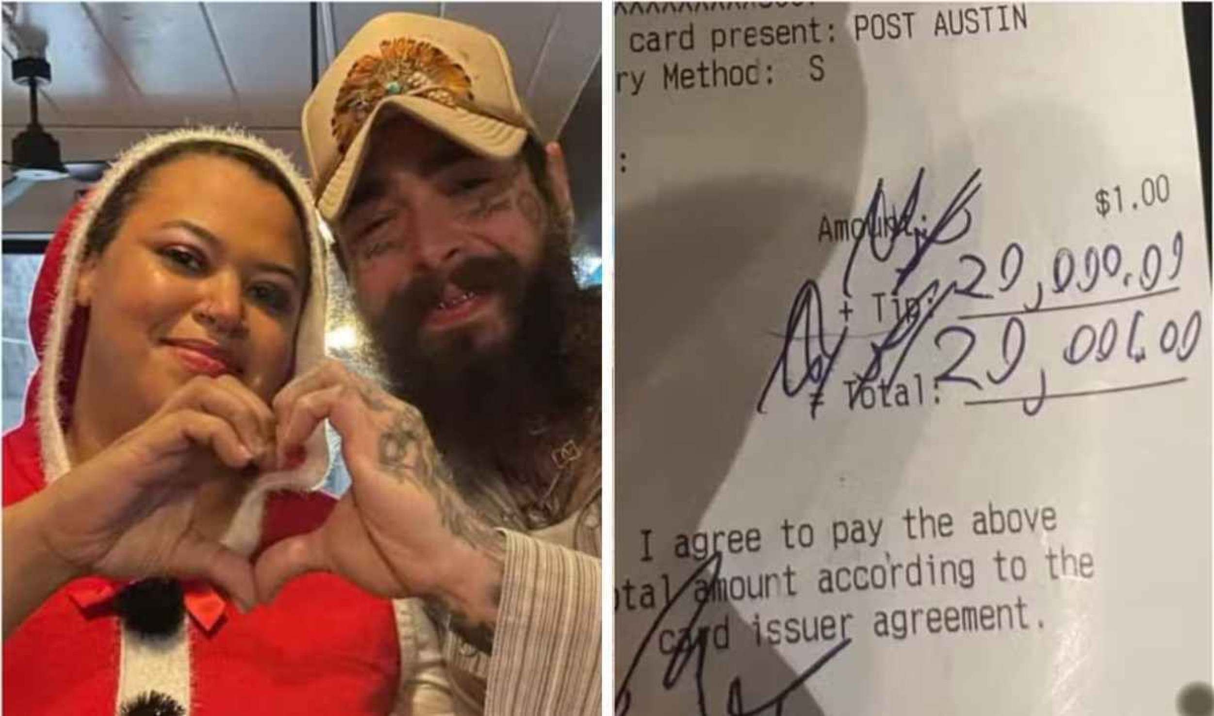 Post Malone dá gorjeta gorda para garçonete: ‘Mudou minha vida’