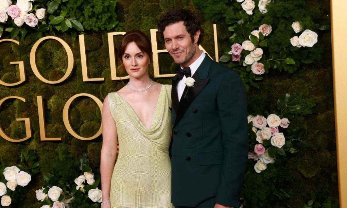 Leighton Meester e Adam Brody no Globo de Ouro -  (crédito: AFP)