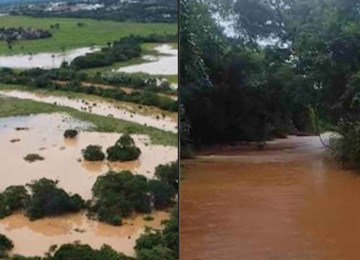 Unaí, no Noroeste de Minas, enfrenta transtornos em decorrência das fortes chuvas que atingem o município -  (crédito: Reprodução/Redes sociais)