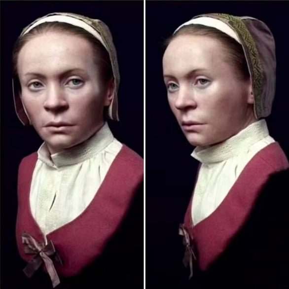 Enterrada com um gorro de seda que indicava seu status elevado, 