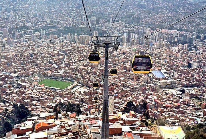 Mi Teleférico, Bolívia: Um dos mais importantes do mundo, o Mi Teleférico é o maior sistema de teleféricos urbanos do mundo, com 33 km de extensão e 11 linhas.