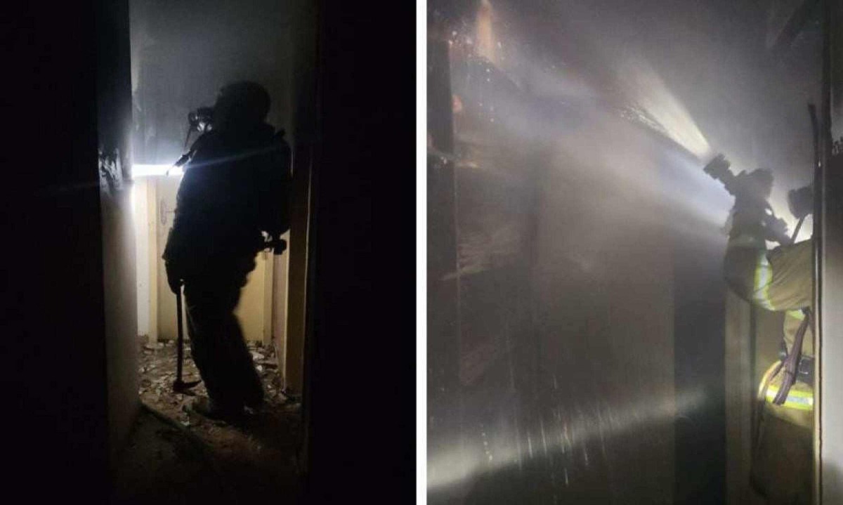 Incêndio atingiu apartamento do segundo andar do Edifício Levy, localizado no Centro de Belo Horizonte -  (crédito: CBMMG)