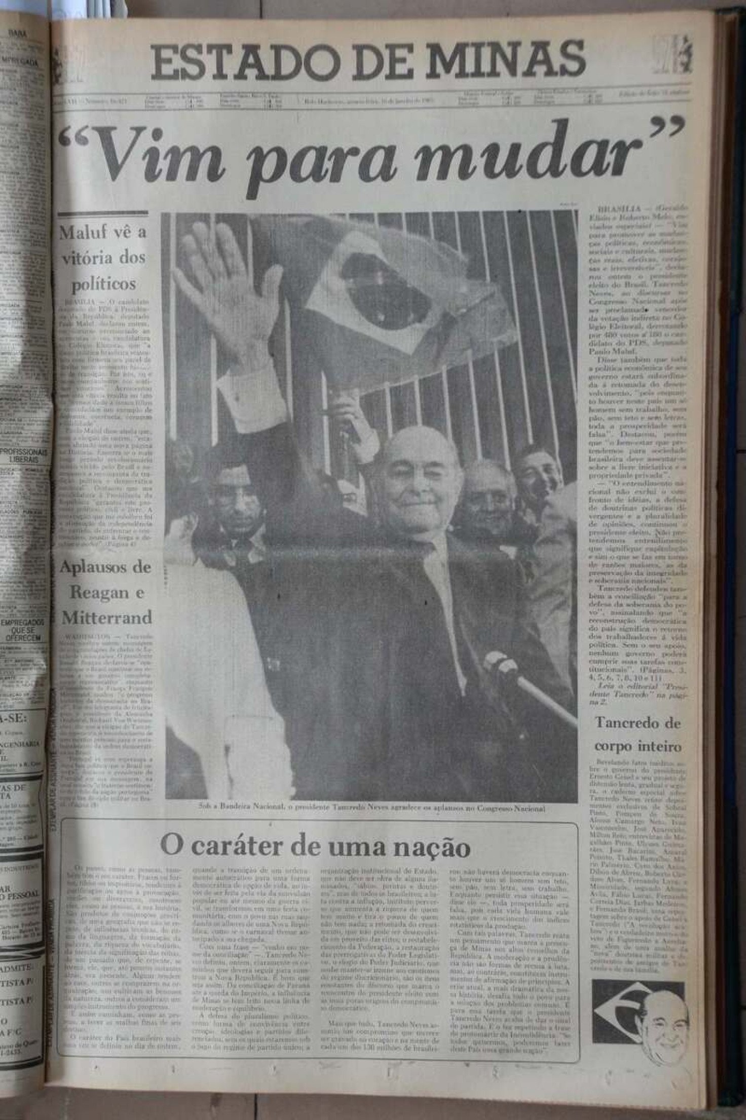 Capa do EM registra vitória de Tancredo no Colégio Eleitoral-Túlio Santos/EM/D.A Press - Gedoc