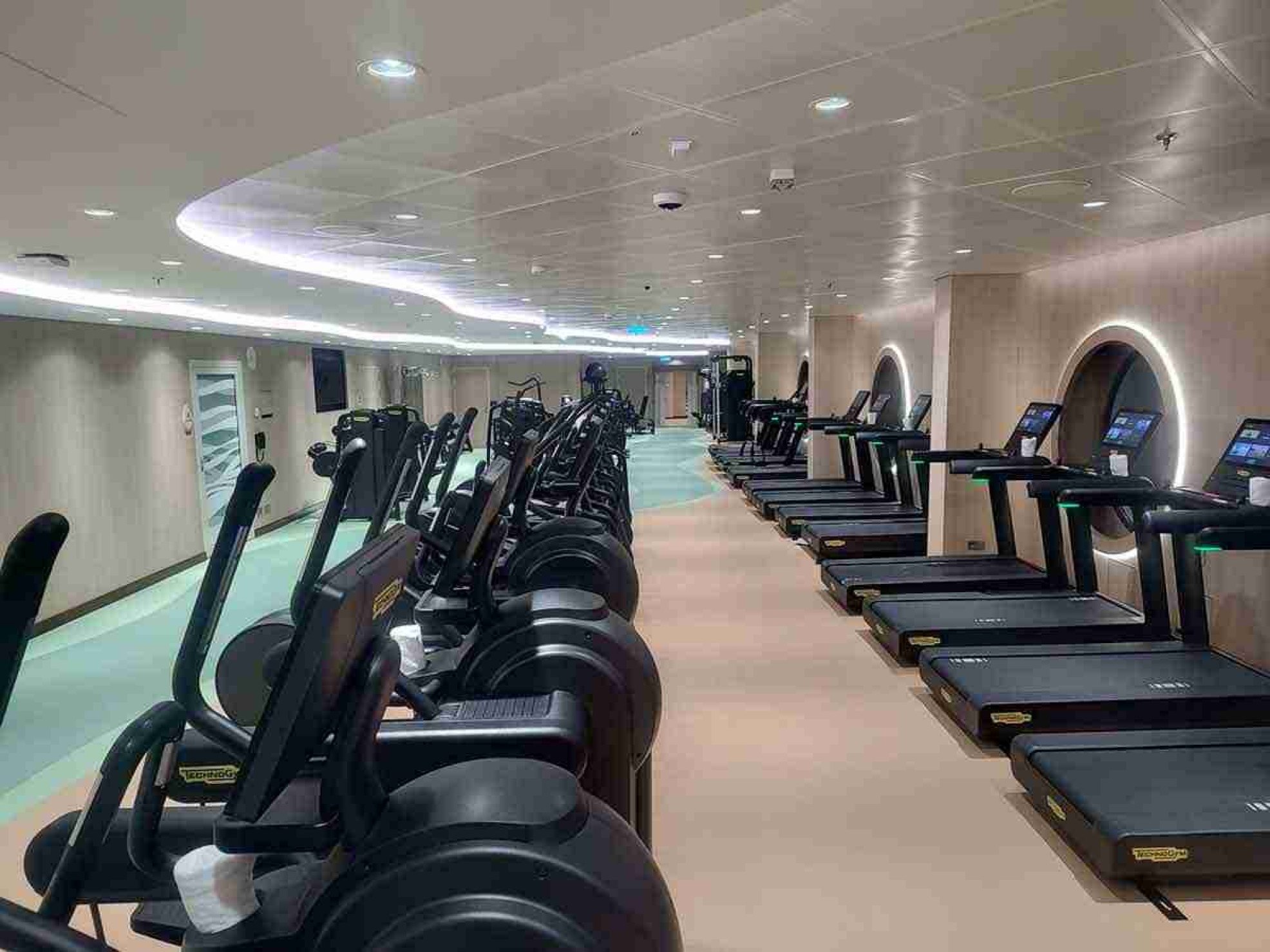 novo navio da Disney conta com sala de musculação completa, além de SPA e salão de beleza