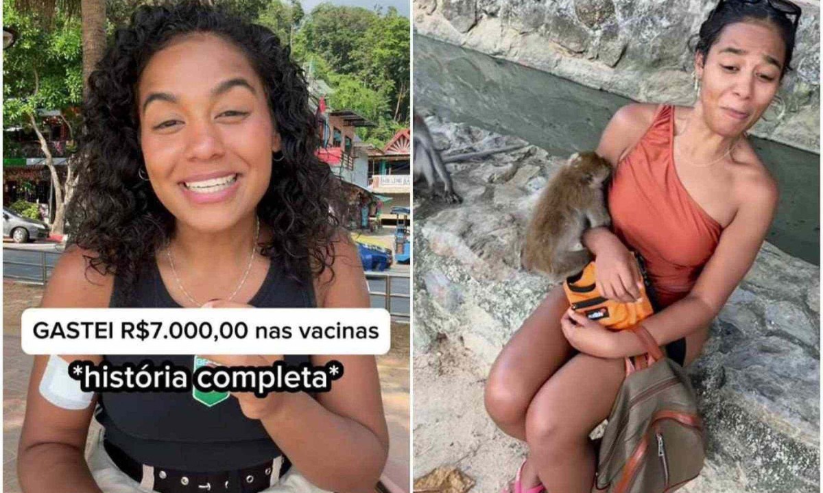 Influenciadora Paloma Souza disse que foi mordida por macacos na Tailândia -  (crédito: Reprodução/Instagram)