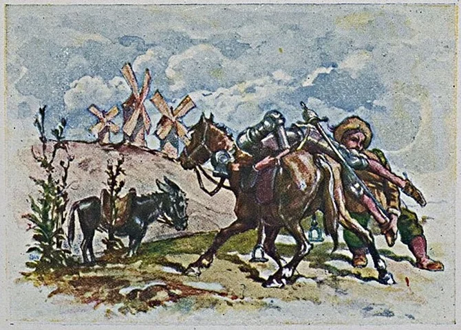 O pequeno fidalgo, jÃ¡ de uma certa idade, abandonou sua esposa e partiu pelo mundo, como fez Dom Quixote, vivendo seu prÃ³prio romance de cavalaria. A histÃ³ria no livro 