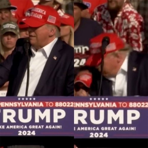 No dia 13/7/2024, durante a campanha eleitoral, Trump foi alvo de um atentado a tiros durante um comício em Butler, Pensilvânia. Segundo o FBI, o atirador era registrado no partido Republicano, o mesmo do ex-presidente.