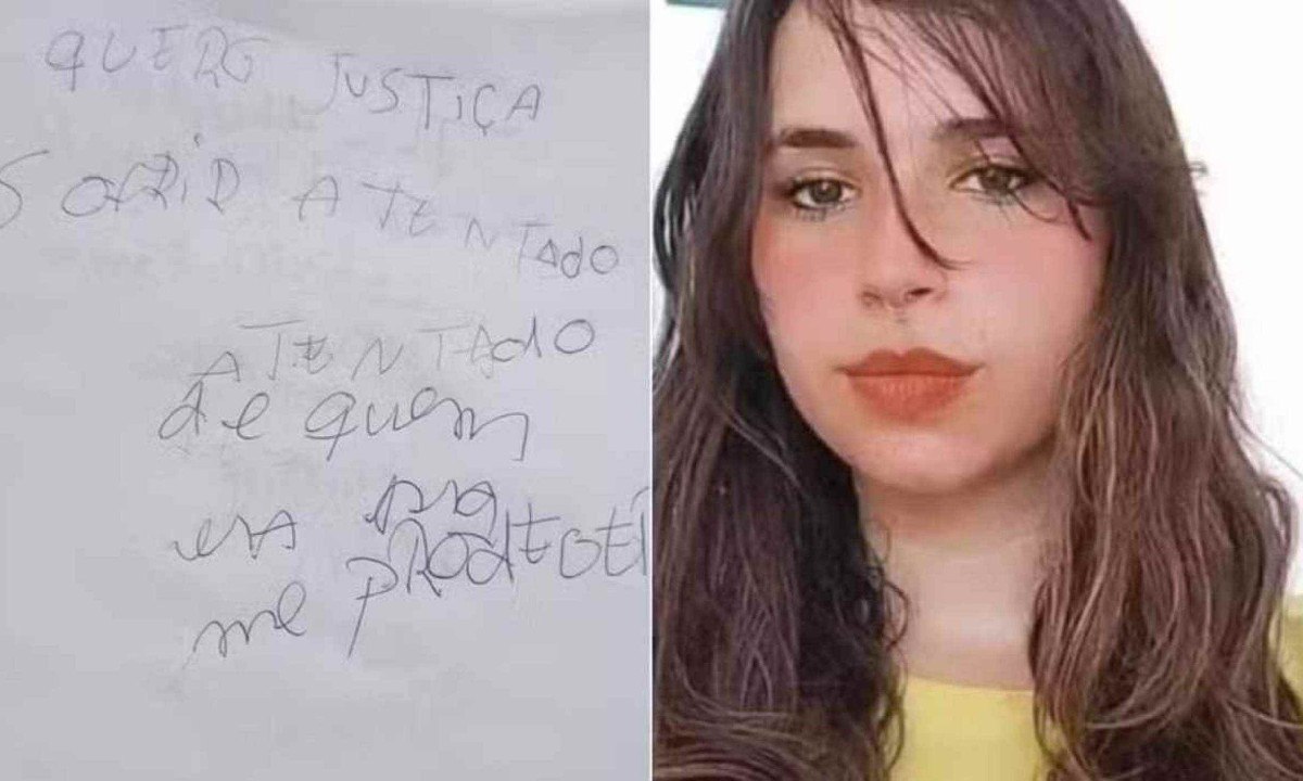 No bilhete, Juliana Leite Rangel diz que sofreu atentado de quem deveria proteg&ecirc;-la  -  (crédito:  Arquivo pessoal)
