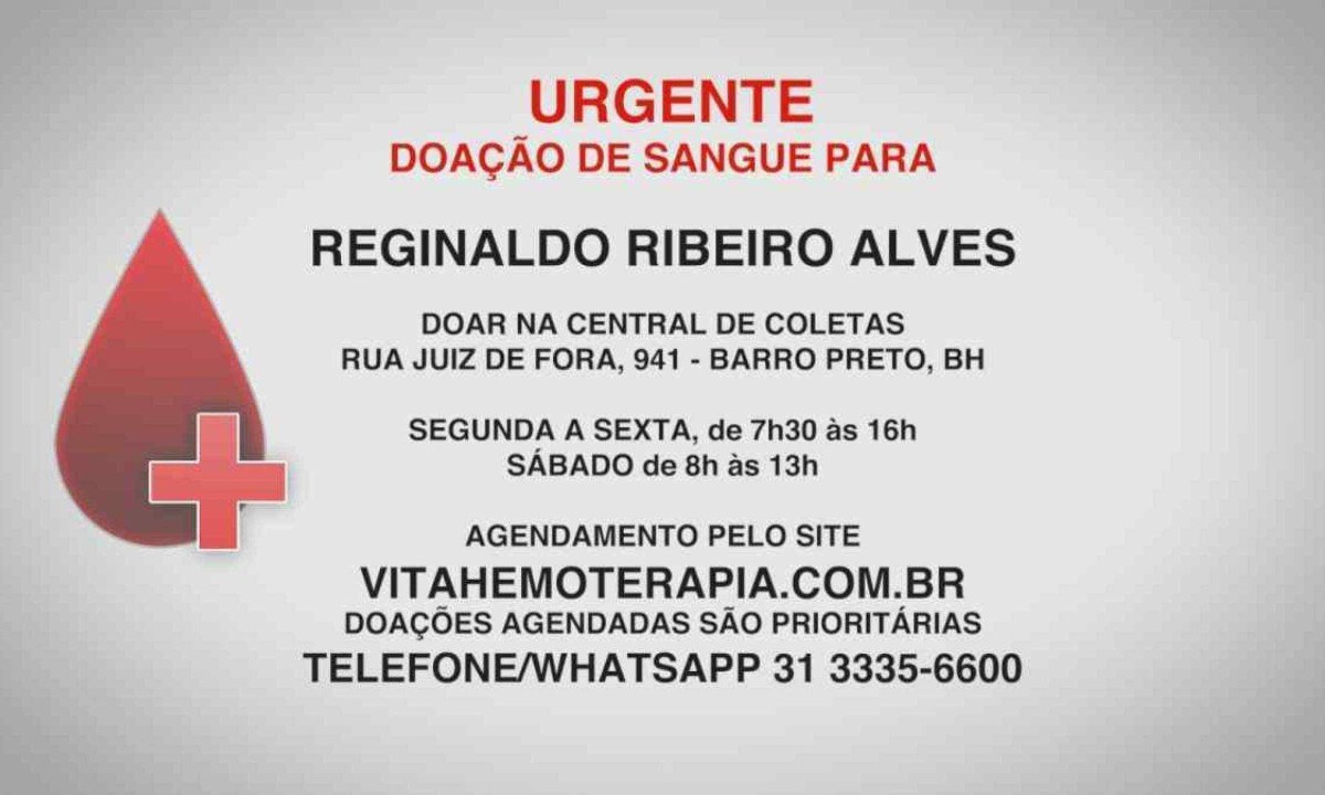 Reginaldo foi internado ap&oacute;s ar por uma cirurgia para retirada de um tumor benigno no c&eacute;rebro -  (crédito: Reprodu&ccedil;&atilde;o)