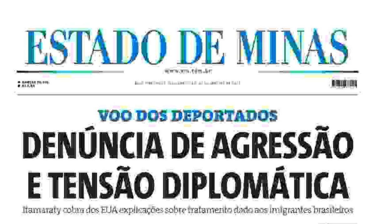 Confira a capa do Estado de Minas do dia 27/1/2025