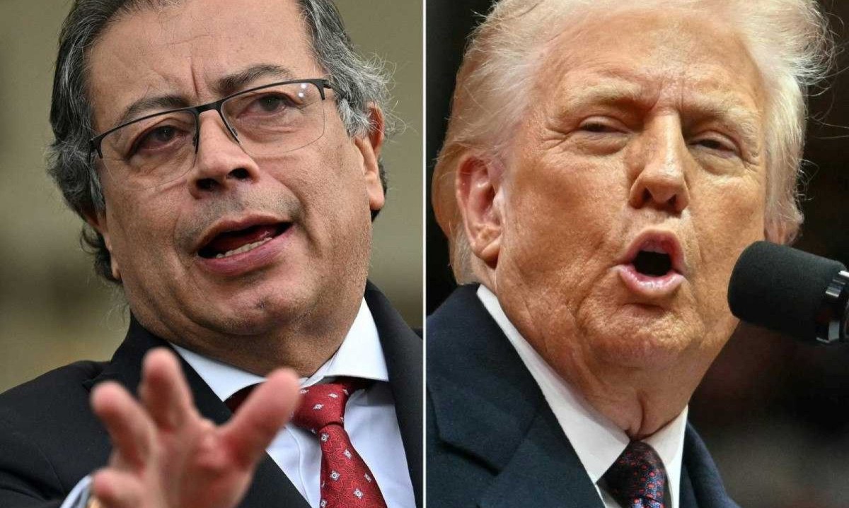 Gustavo Petro se recusou a receber aviões americanos que transportavam colombianos em situações degradantes e afirmou que o avião presidencial vai aos Estados Unidos buscá-los -  (crédito: LUIS ACOSTA, Jim WATSON / AFP)