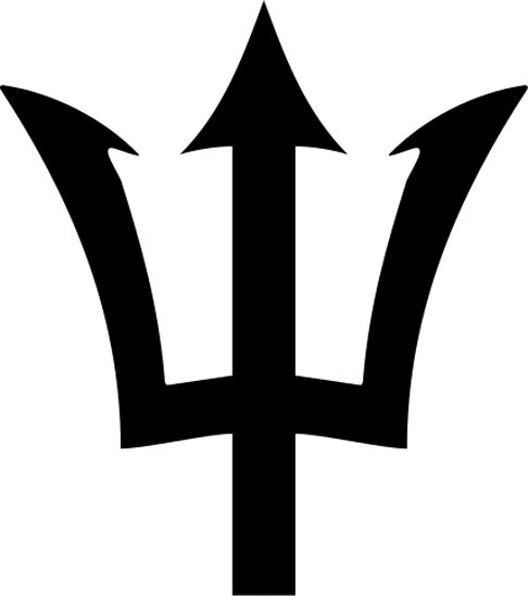 Outro paÃ­s que utiliza o tridente como sÃ­mbolo principal Ã© a pequena ilha de Barbados, conhecida por ser a terra natal da cantora Rihanna. O tridente no meio de sua bandeira significa a independÃªncia do Reino Unido.