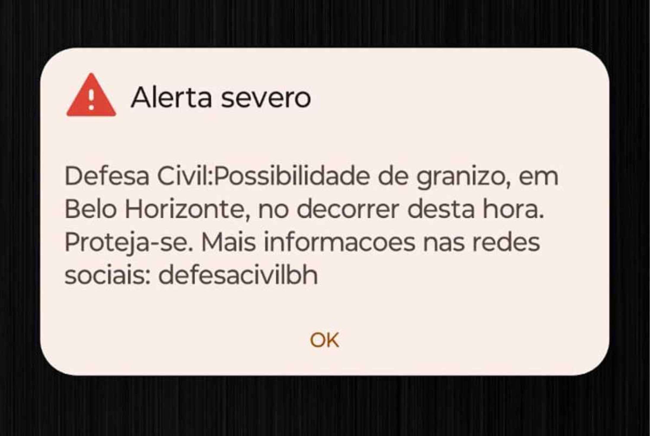 BH entra em alerta para chuva de granizo nesta segunda (27)