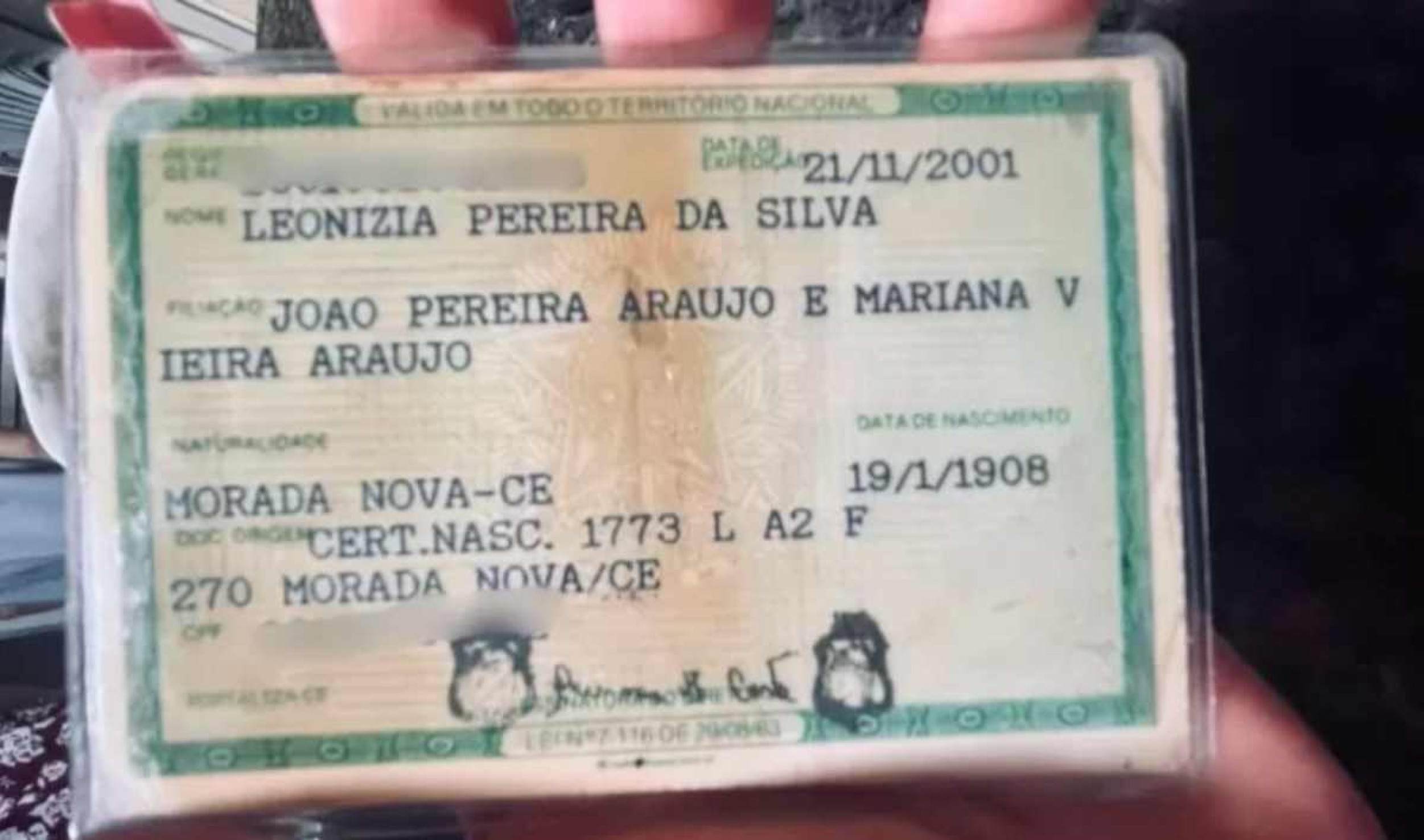 RG mostra que dona Ló nasceu em 1908