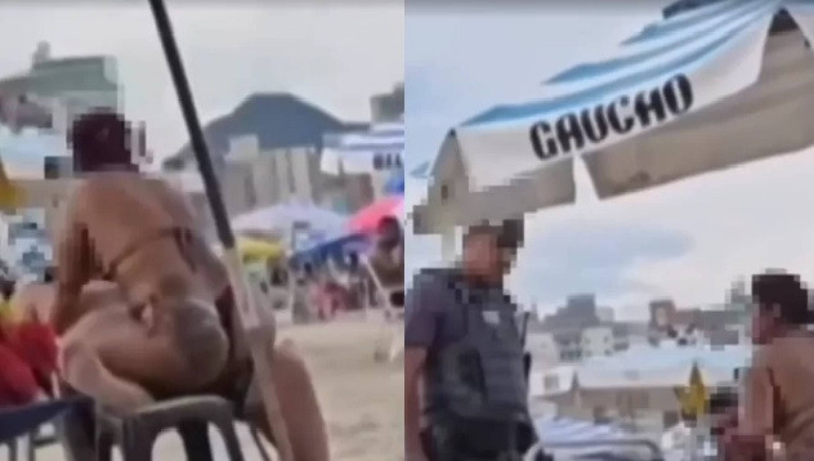 PM interrompe 'esfrega esfrega' em praia brasileira