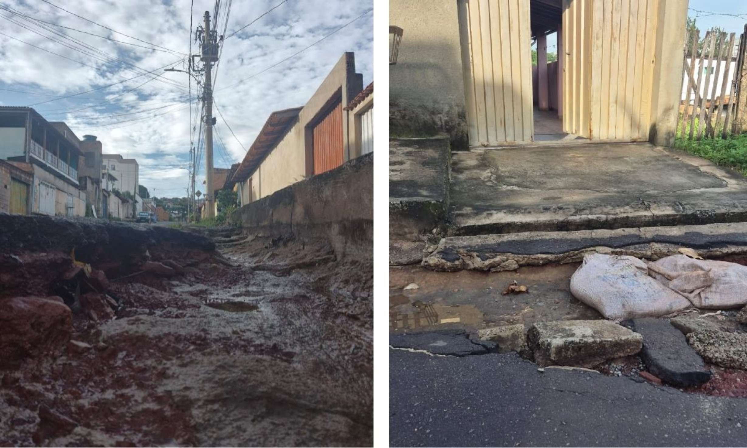 'Cratera' se abre em rua na Grande BH e atrapalha moradores