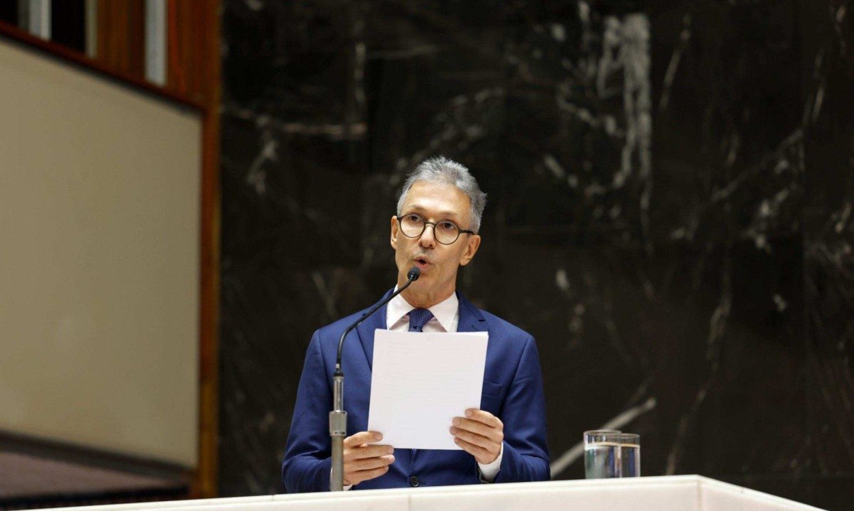 O governador Romeu Zema fez uma série de elogios aos seis anos da sua gestão -  (crédito: Alexandre Netto/ALMG)