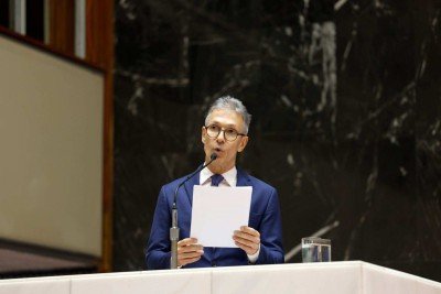 O governador Romeu Zema fez uma série de elogios aos seis anos da sua gestão -  (crédito: Alexandre Netto/ALMG)