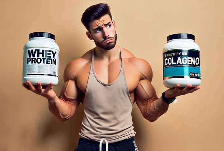 O whey, por sua vez, é uma proteína completa, considerada de alto valor biológico por conter todos os aminoácidos que o corpo humano não é capaz de produzir.- Imagem gerada por Inteligência artificial, através do Aplicativo Microsoft Design