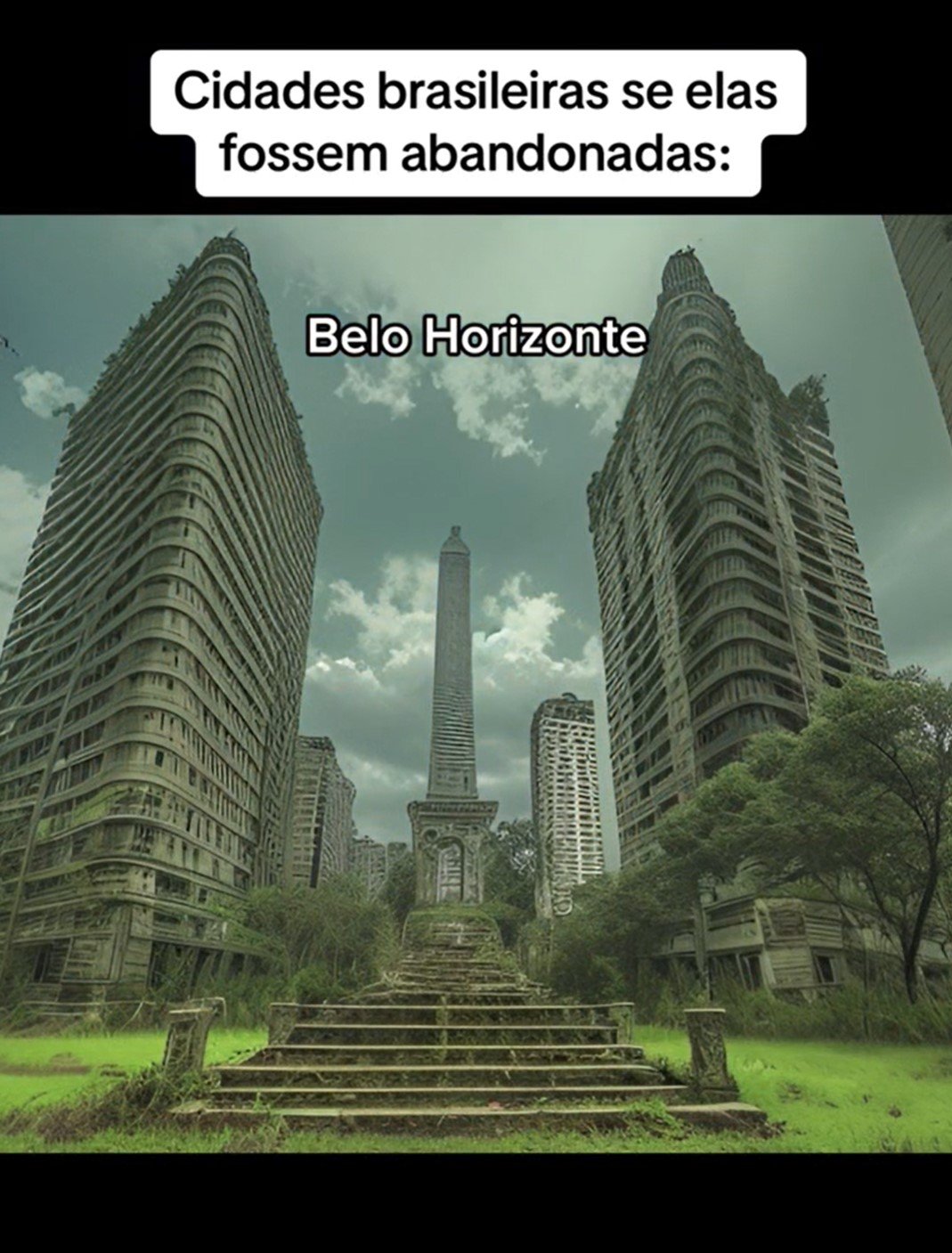 Com a InteligÃªncia Artificial (IA), o monumento escurece e fica semelhante a um jazigo de cemitÃ©rio. Os prÃ©dios, na parte de trÃ¡s, aparecem com a arquitetura toda danificada, semelhante ao ambiente de filmes e sÃ©ries de terror.