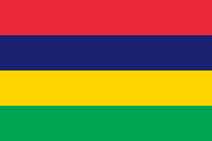 A bandeira das Ilhas Maurício possui uma originalidade: é a única com quatro faixas horizontais, representando a liberdade (vermelho), o Oceano Índico (azul), luz da independência (amarelo) e agricultura (verde).
