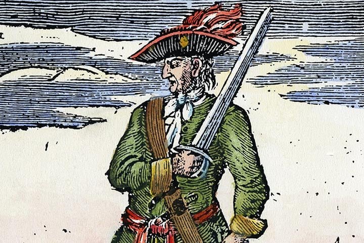 CALICO JACK - O pirata John Rackham atuou no Caribe entre 1700 e 1720. Ele é conhecido por sua bandeira com uma caveira e por ter mulheres piratas em sua tripulação, como Anne Bonny e Mary Read. Foi executado em 1720, aos 39 anos.