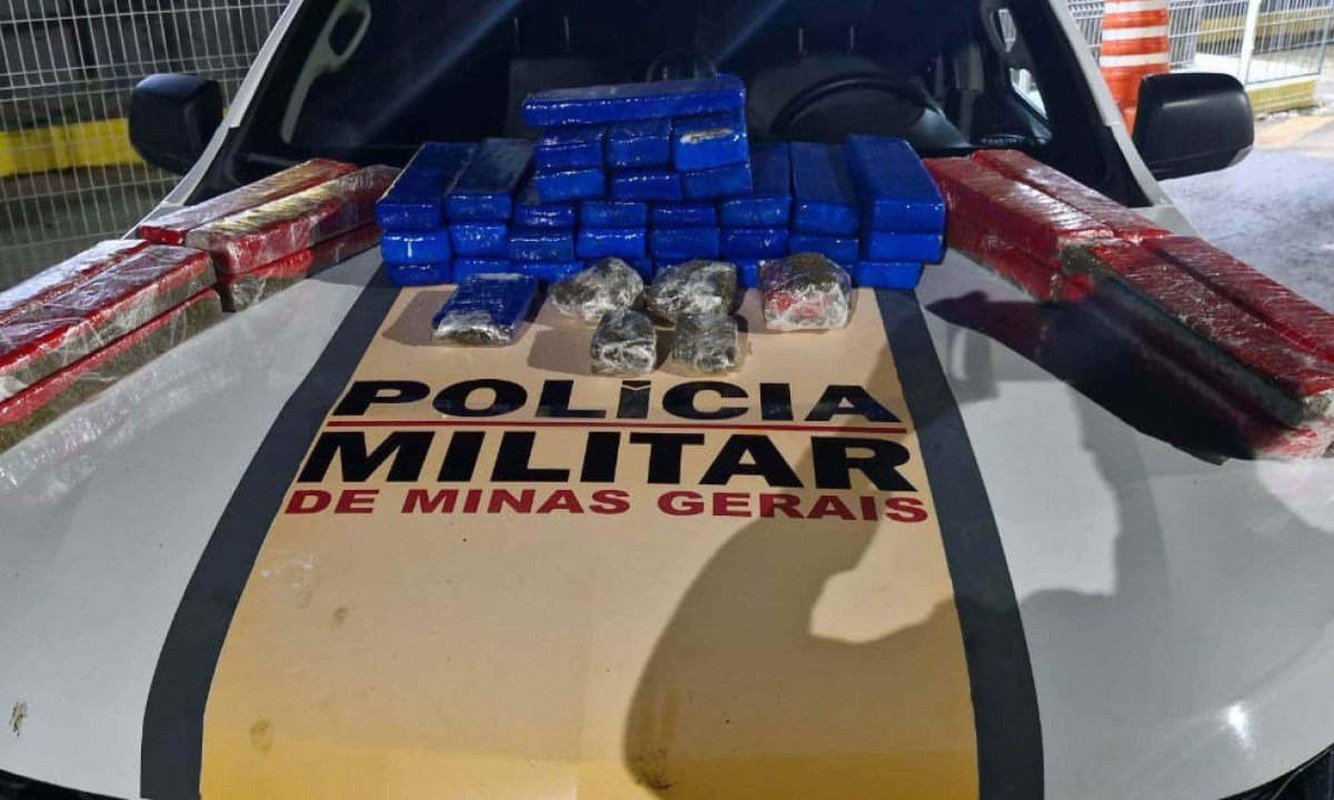 As barras de maconha foram encontradas durante abordagem em operação de trânsito -  (crédito: PMRv)