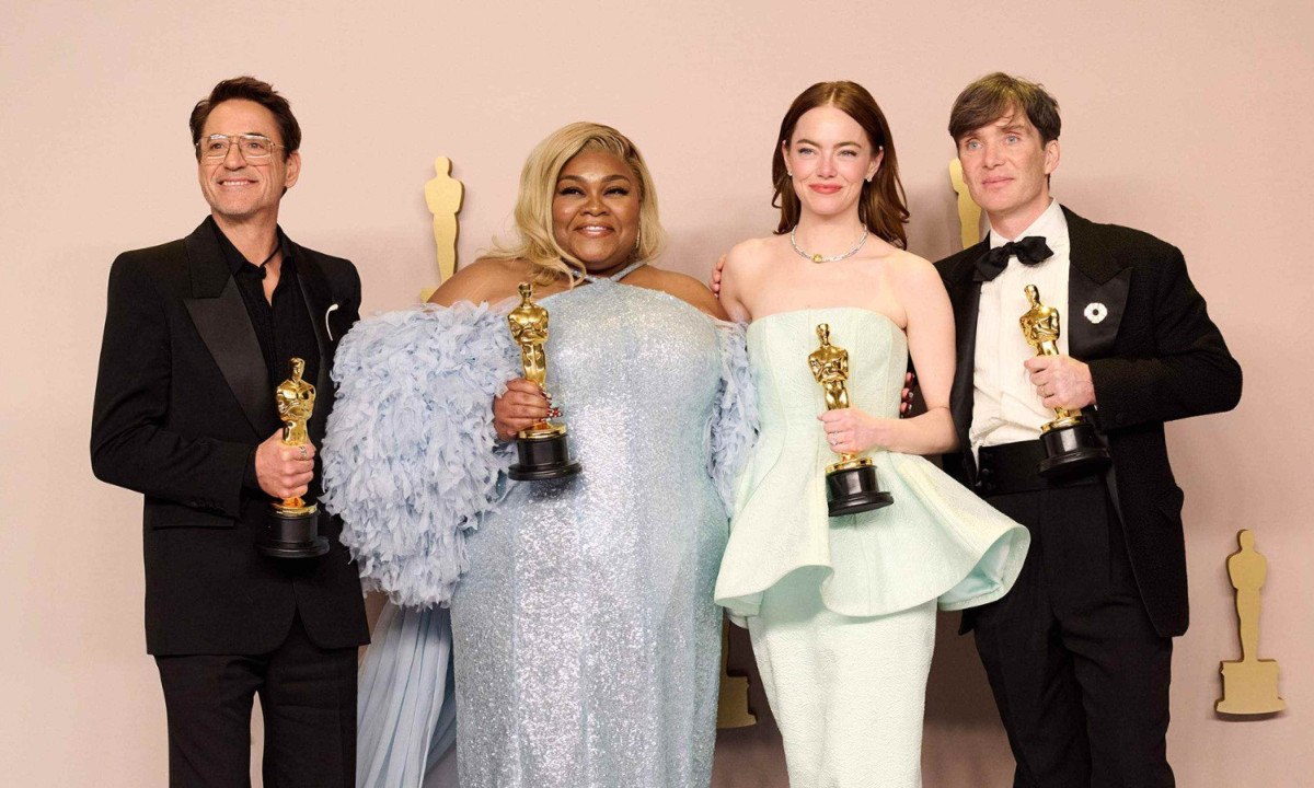 Robert Downey Jr, Da’Vine Joy Randolph, Emma Stone e Cillian Murphy retornarão a cerimônia do Oscar deste ano como apresentadores
 -  (crédito: Skai Bekeris (The Academy))