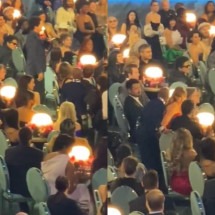 Cena viralizou: Atriz de "Wicked" chega atrasada e é "salva" por Taylor Swift no Grammy - montagem/reprodução x